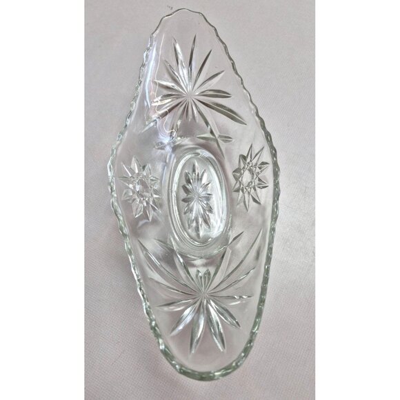 Vintage Clear Glass Starburst Design Decorative Bowl - Picture 5 of 7